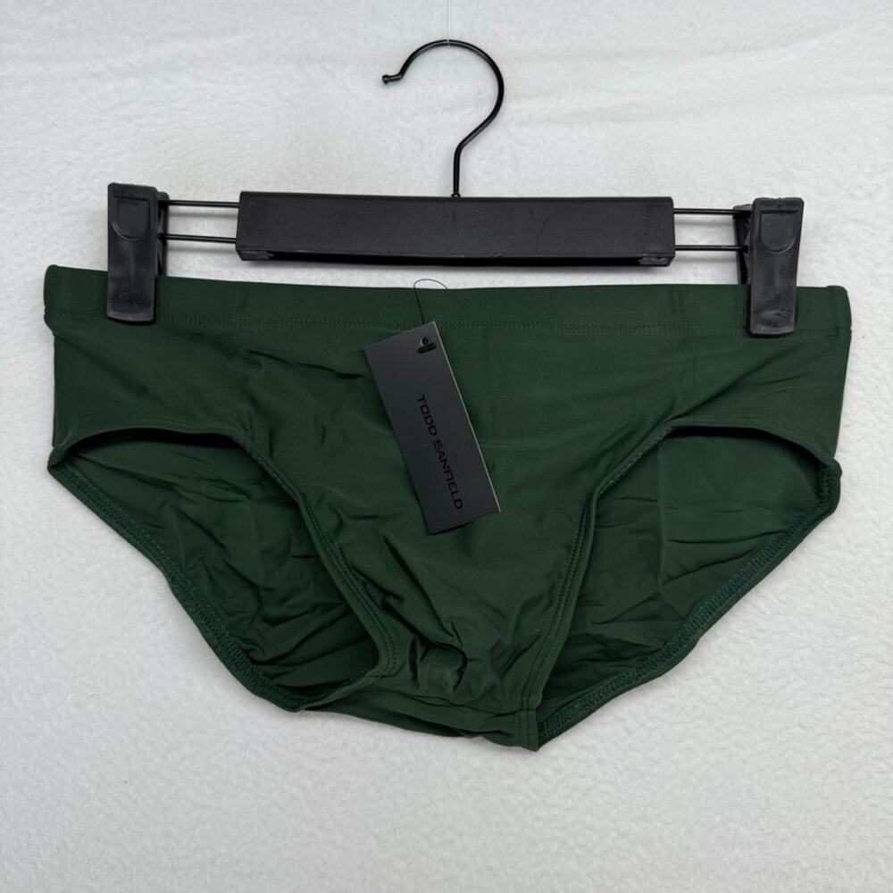 Todd Sanfield Swim Brief Men's XS Green Poblano Ultradeep Swimsuit Solid NEW